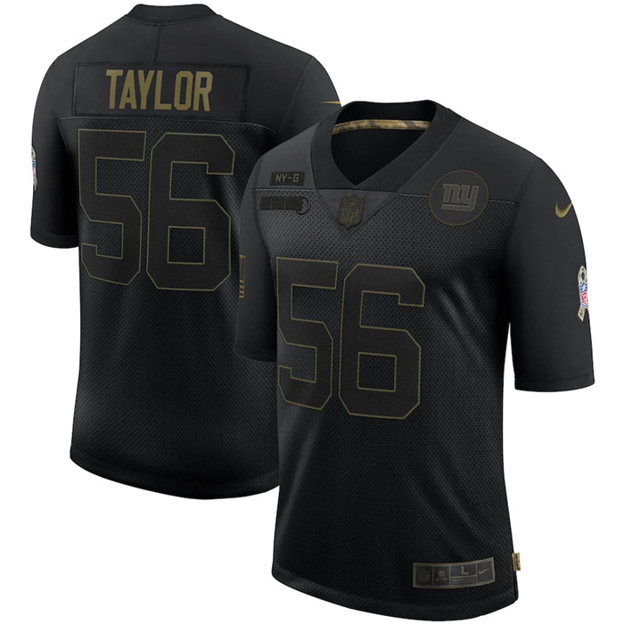 Personalized Giants 56 Lawrence Taylor Black 2020 Salute To Service Limited Jersey