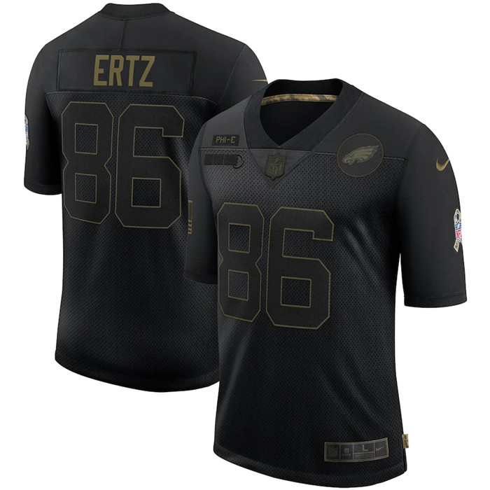 Personalized Eagles 86 Zach Ertz Black 2020 Salute To Service Limited Jersey