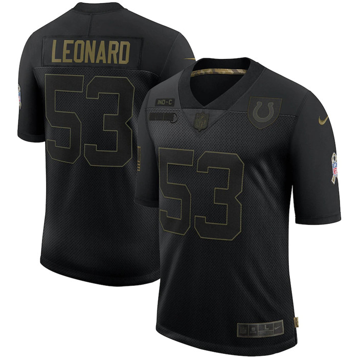 Personalized Colts 53 Darius Leonard Black 2020 Salute To Service Limited Jersey
