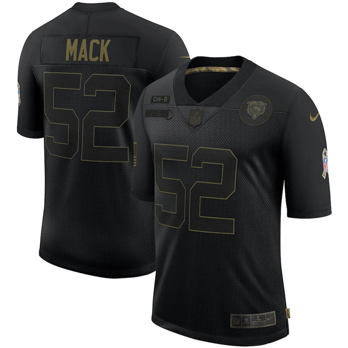 Personalized Bears 52 Khalil Mack Black 2020 Salute To Service Limited Jersey
