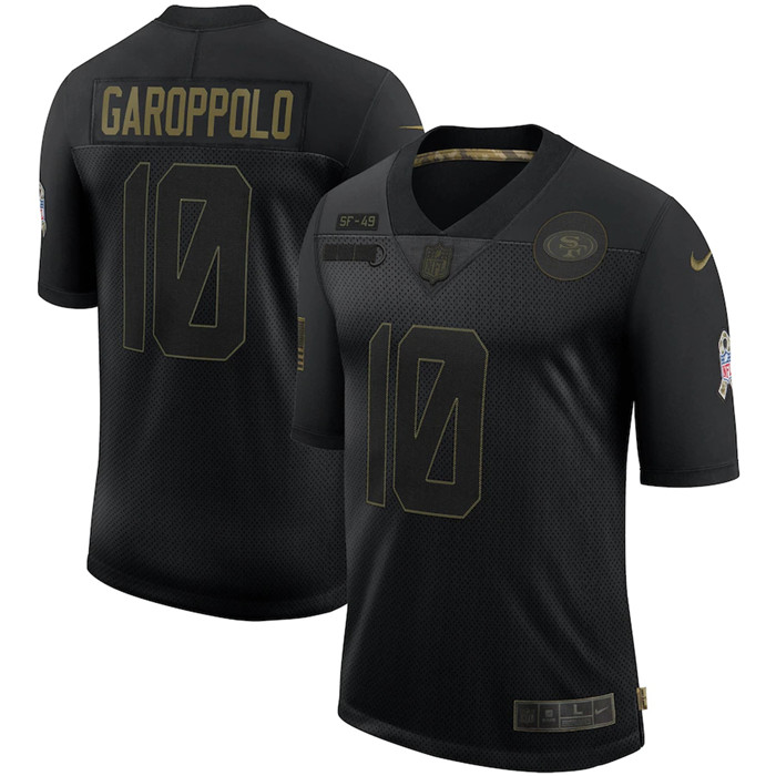 Personalized 49ers 10 Jimmy Garoppolo Black 2020 Salute To Service Limited Jersey