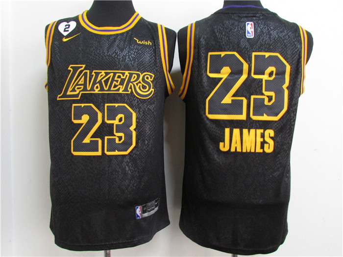 Personalized Lakers 23 Lebron James Black Mamba 2 Heart Gigi Patch Swingman Jersey