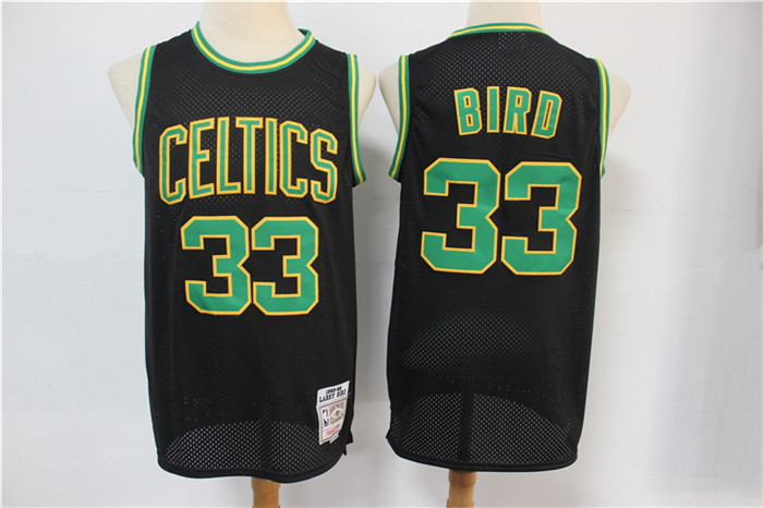 Personalized Celtics Bape 33 Larry Bird Black Hardwood Classics Jersey