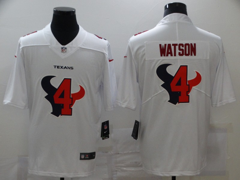Personalized Texans 4 Deshaun Watson White Shadow Logo Limited Jersey