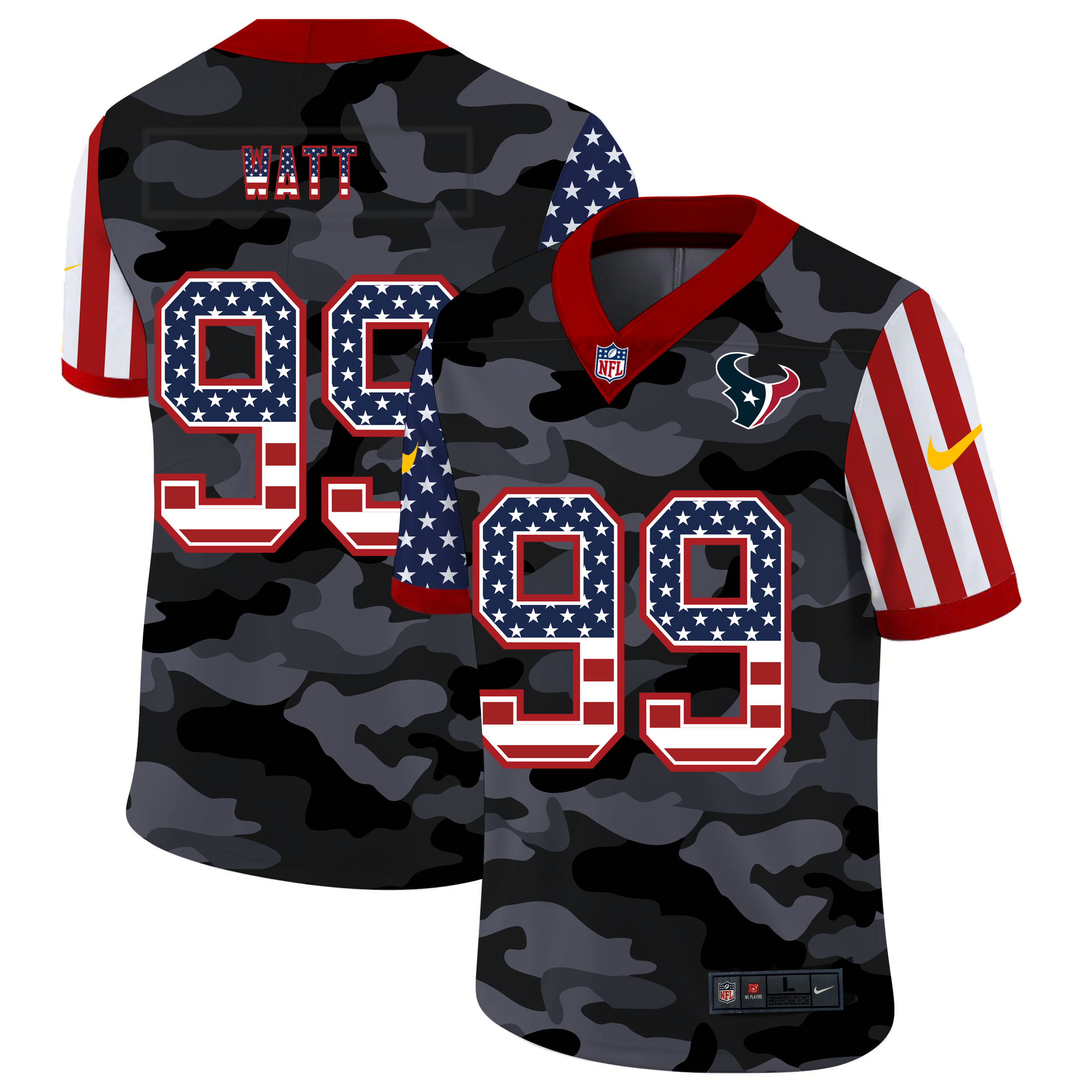 Personalized Texans 99 J.J. Watt Camo 2020 USA Flag Salute To Service Limited Jersey