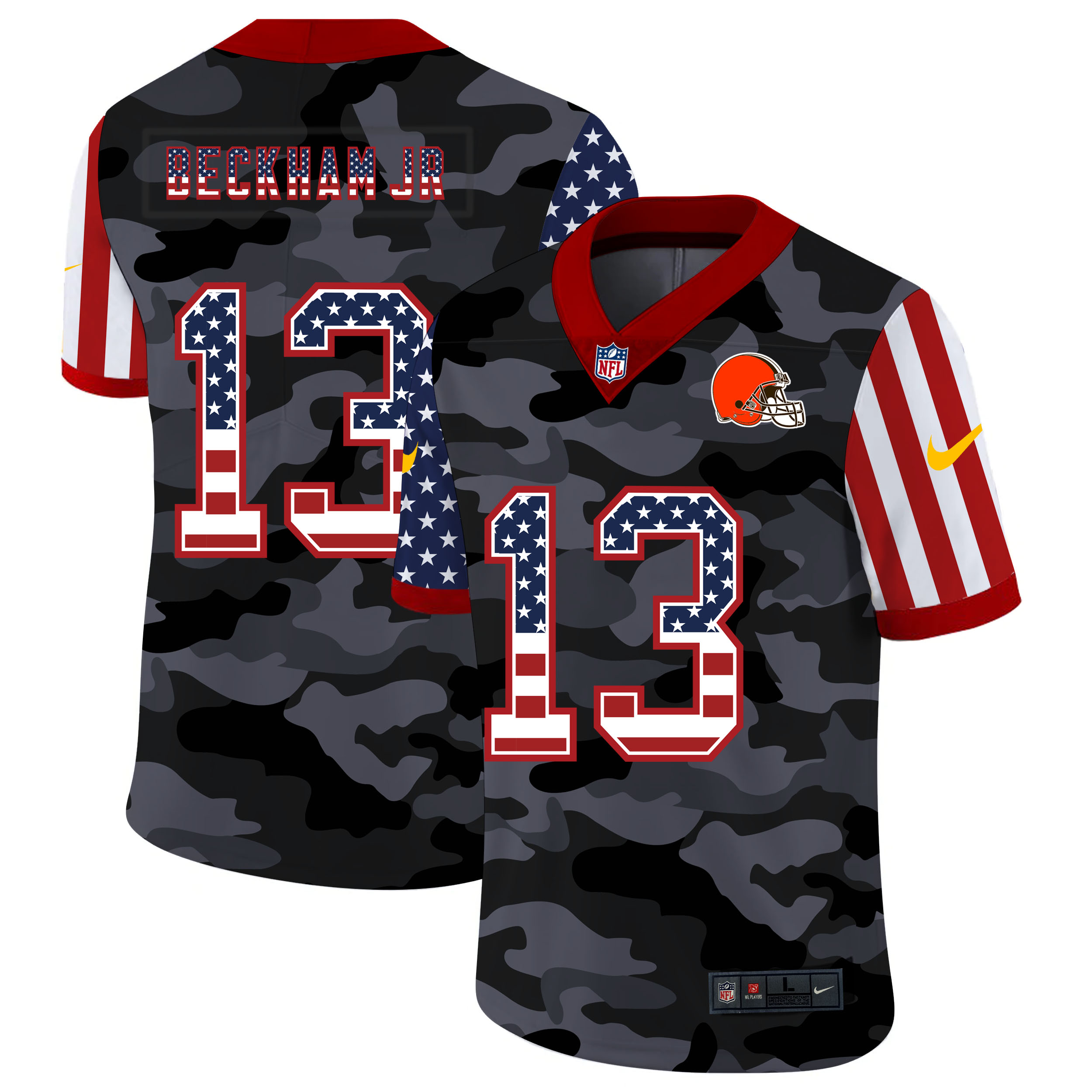 Personalized Browns 13 Odell Beckham Jr. Camo 2020 USA Flag Salute To Service Limited Jersey