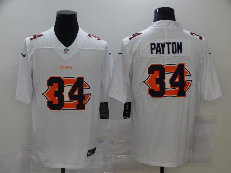 Personalized Bears 34 Walter Payton White Shadow Logo Limited Jersey