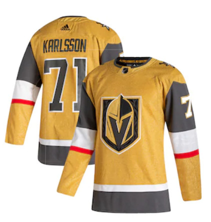 Personalized Men’s Vegas Golden Knights #71 William Karlsson Gold 2020-21 Alternate Authentic Player Jersey