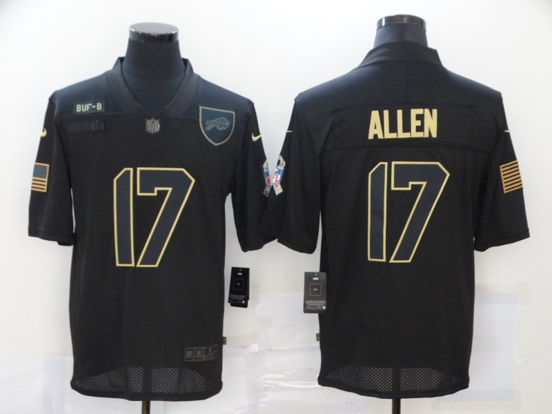 Personalized Bills 17 Josh Allen Black 2020 Salute To Service Limited Jersey