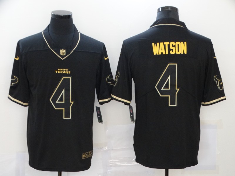 Personalized Texans 4 Deshaun Watson Black Gold Untouchable Limited Jersey