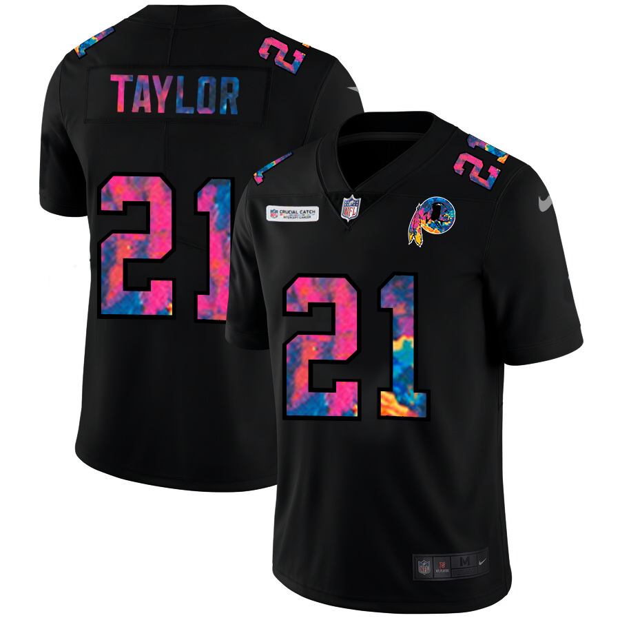Personalized Washington Redskins #21 Sean Taylor Men’s Multi-Color Black 2020 NFL Crucial Catch Untouchable Limited Jersey