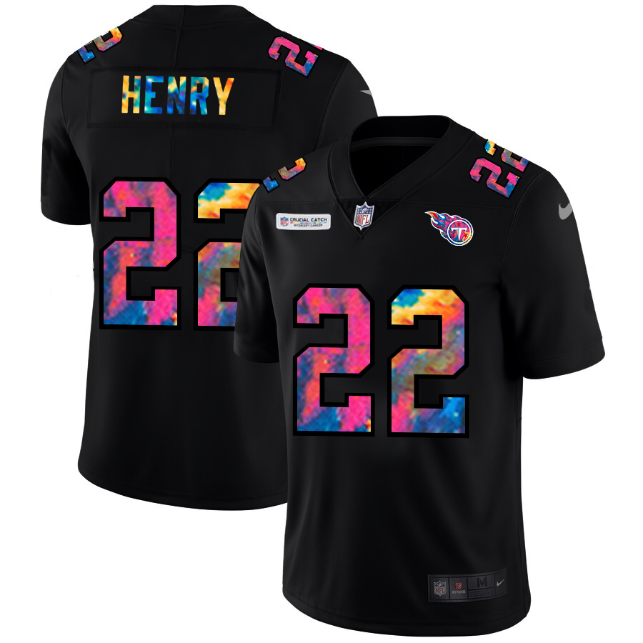 Personalized Tennessee Titans #22 Derrick Henry Men’s Multi-Color Black 2020 NFL Crucial Catch Untouchable Limited Jersey