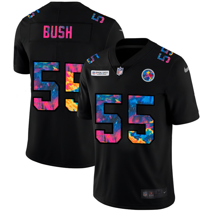 Personalized Pittsburgh Steelers #55 Devin Bush Men’s Multi-Color Black 2020 NFL Crucial Catch Untouchable Limited Jersey