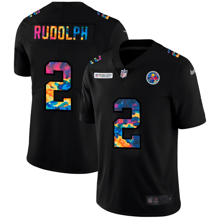 Personalized Pittsburgh Steelers #2 Mason Rudolph Men’s Multi-Color Black 2020 NFL Crucial Catch Untouchable Limited Jersey