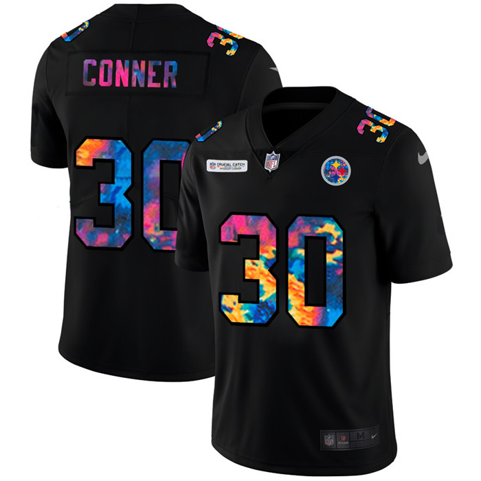 Personalized Pittsburgh Steelers #30 James Conner Men’s Multi-Color Black 2020 NFL Crucial Catch Untouchable Limited Jersey