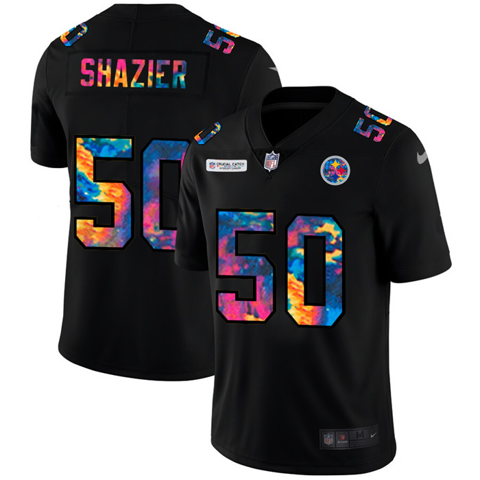 Personalized Pittsburgh Steelers #50 Ryan Shazier Men’s Multi-Color Black 2020 NFL Crucial Catch Untouchable Limited Jersey