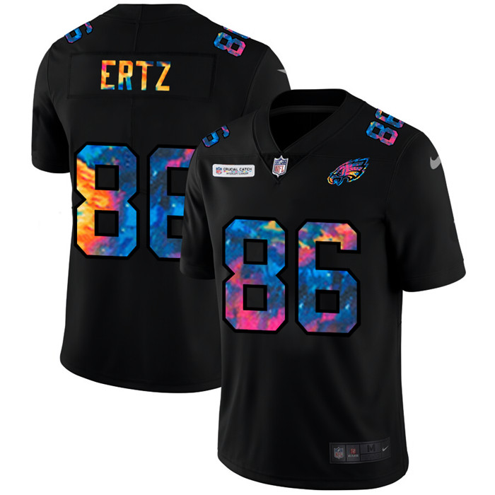 Personalized Philadelphia Eagles #86 Zach Ertz Men’s Multi-Color Black 2020 NFL Crucial Catch Untouchable Limited Jersey
