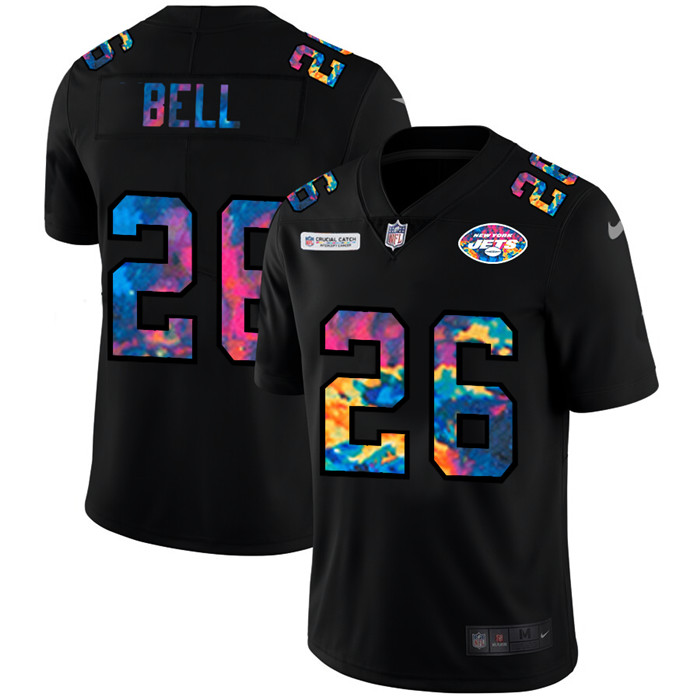 Personalized New York Jets #26 Le’Veon Bell Men’s Multi-Color Black 2020 NFL Crucial Catch Untouchable Limited Jersey