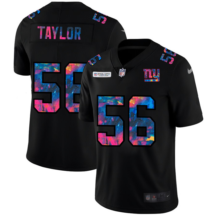 Personalized New York Giants #56 Lawrence Taylor Men’s Multi-Color Black 2020 NFL Crucial Catch Untouchable Limited Jersey