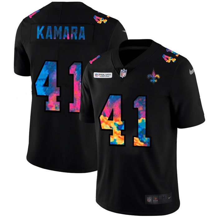 Personalized New Orleans Saints #41 Alvin Kamara Men’s Multi-Color Black 2020 NFL Crucial Catch Untouchable Limited Jersey
