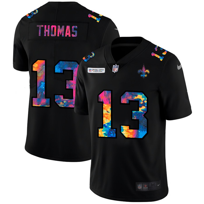 Personalized New Orleans Saints #13 Michael Thomas Men’s Multi-Color Black 2020 NFL Crucial Catch Untouchable Limited Jersey