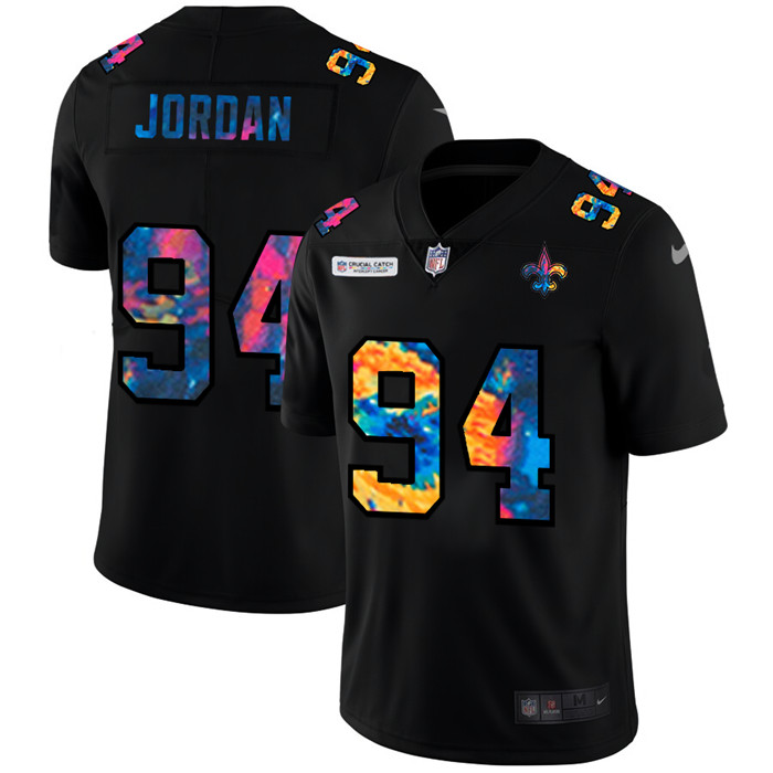 Personalized New Orleans Saints #94 Cameron Jordan Men’s Multi-Color Black 2020 NFL Crucial Catch Untouchable Limited Jersey
