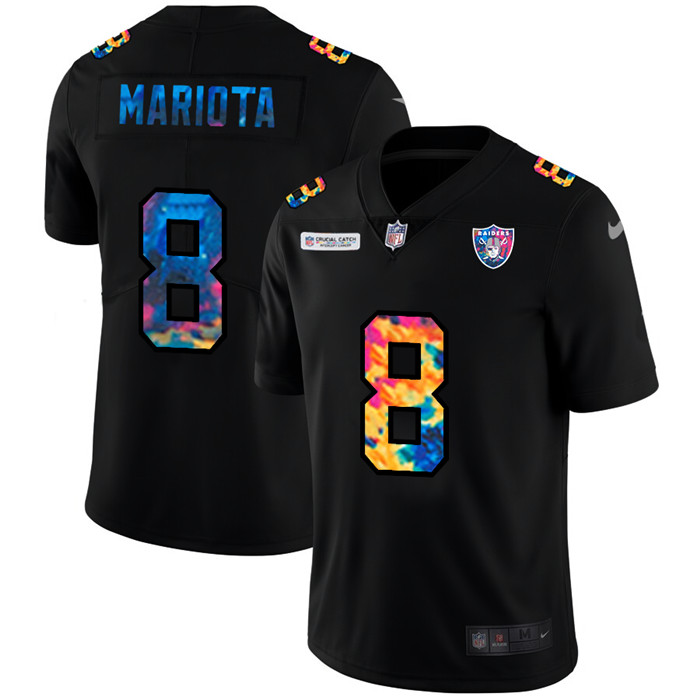 Personalized Las Vegas Raiders #8 Marcus Mariota Men’s Multi-Color Black 2020 NFL Crucial Catch Untouchable Limited Jersey