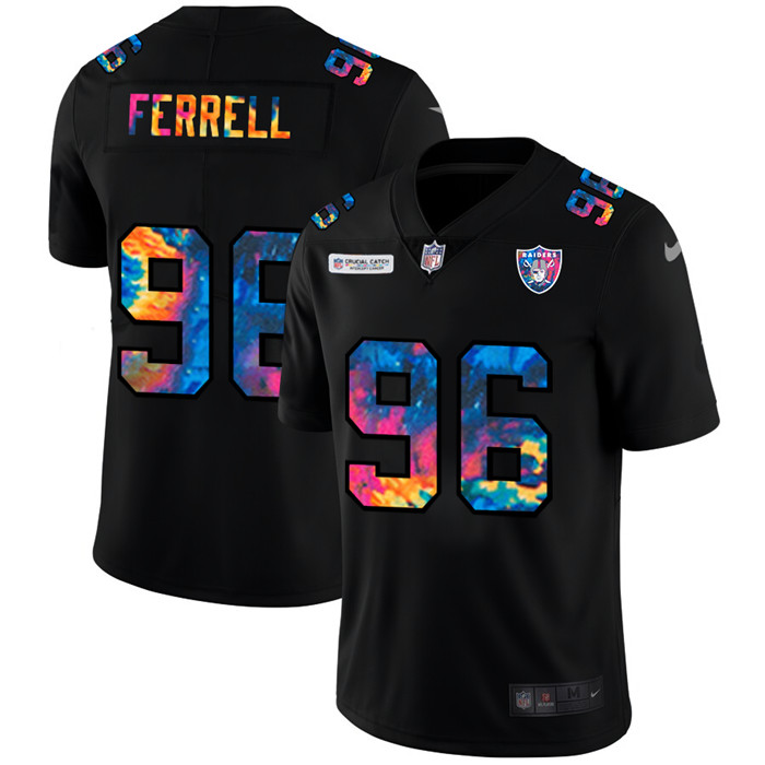 Personalized Las Vegas Raiders #96 Clelin Ferrell Men’s Multi-Color Black 2020 NFL Crucial Catch Untouchable Limited Jersey