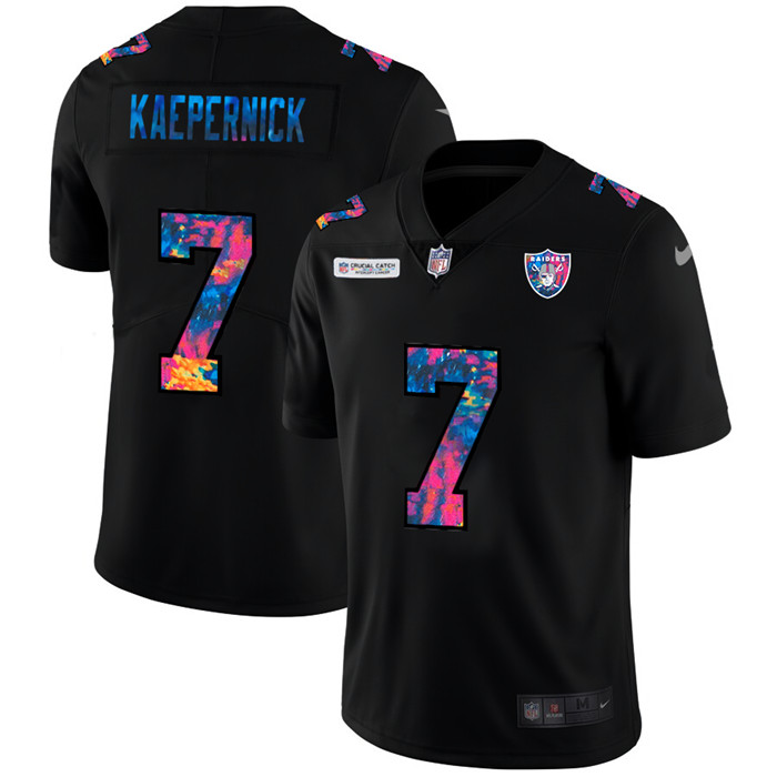 Personalized Las Vegas Raiders #7 Colin Kaepernick Men’s Multi-Color Black 2020 NFL Crucial Catch Untouchable Limited Jersey
