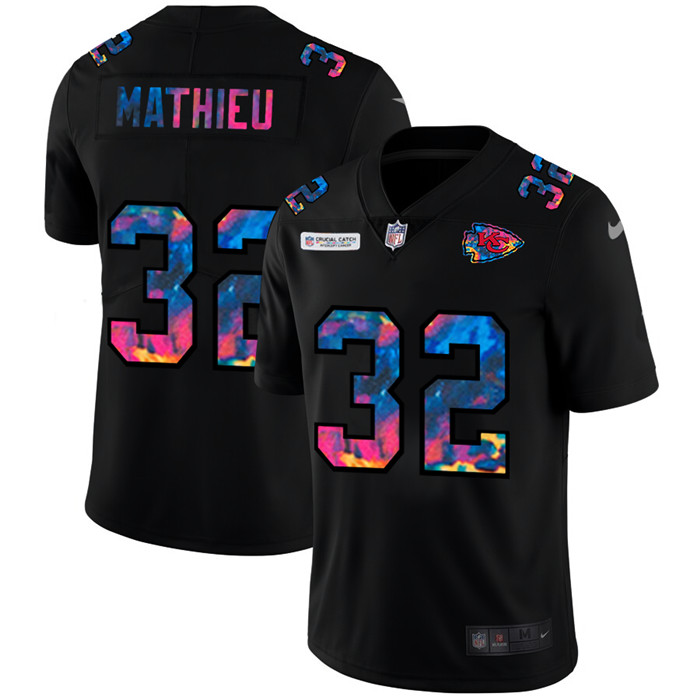 Personalized Kansas City Chiefs #32 Tyrann Mathieu Men’s Multi-Color Black 2020 NFL Crucial Catch Untouchable Limited Jersey