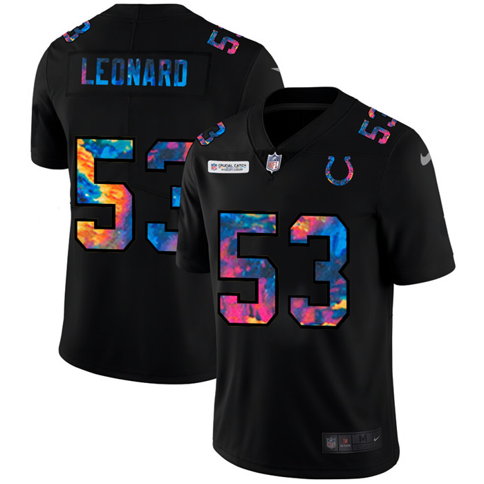 Personalized Indianapolis Colts #53 Darius Leonard Men’s Multi-Color Black 2020 NFL Crucial Catch Untouchable Limited Jersey