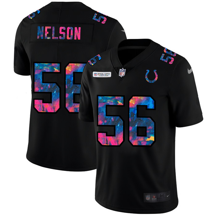 Personalized Indianapolis Colts #56 Quenton Nelson Men’s Multi-Color Black 2020 NFL Crucial Catch Untouchable Limited Jersey