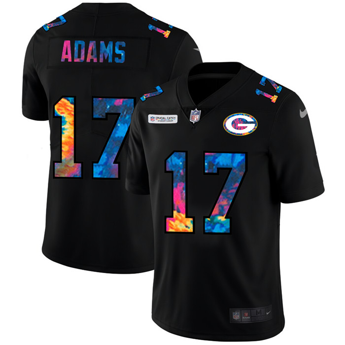 Personalized Green Bay Packers #17 Davante Adams Men’s Multi-Color Black 2020 NFL Crucial Catch Untouchable Limited Jersey