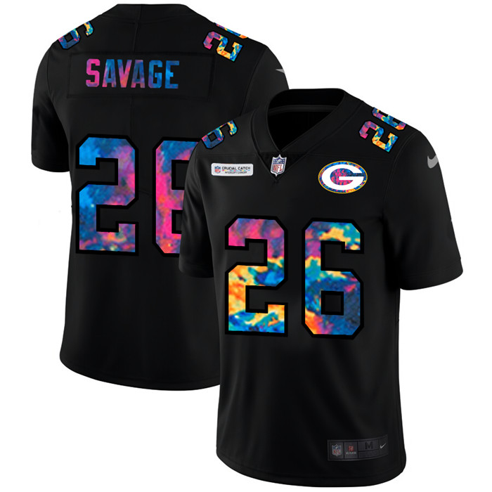 Personalized Green Bay Packers #26 Darnell Savage Jr. Men’s Multi-Color Black 2020 NFL Crucial Catch Untouchable Limited Jersey