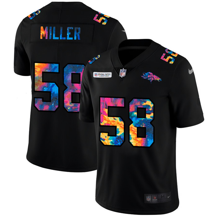 Personalized Denver Broncos #58 Von Miller Men’s Multi-Color Black 2020 NFL Crucial Catch Untouchable Limited Jersey