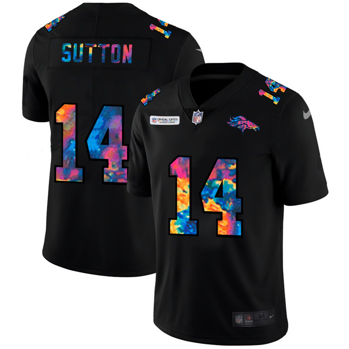 Personalized Denver Broncos #14 Courtland Sutton Men’s Multi-Color Black 2020 NFL Crucial Catch Untouchable Limited Jersey