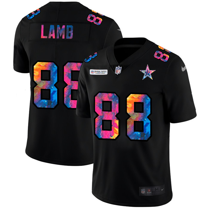 Personalized Dallas Cowboys #88 CeeDee Lamb Men’s Multi-Color Black 2020 NFL Crucial Catch Untouchable Limited Jersey