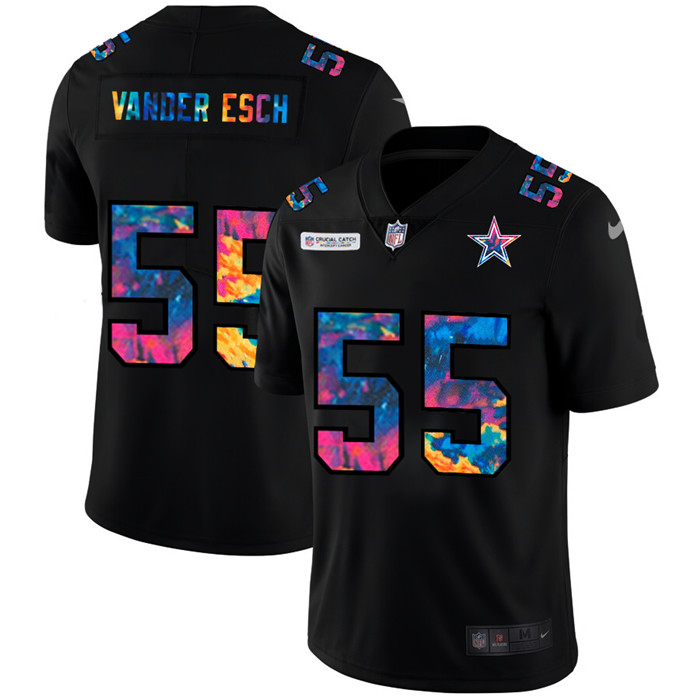 Personalized Dallas Cowboys #55 Leighton Vander Esch Men’s Multi-Color Black 2020 NFL Crucial Catch Untouchable Limited Jersey
