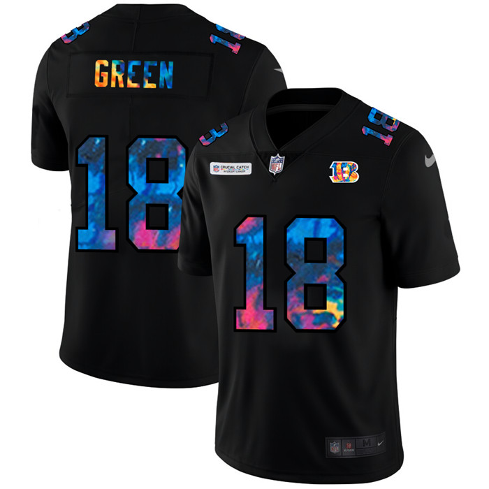 Personalized Cincinnati Bengals #18 A.J. Green Men’s Multi-Color Black 2020 NFL Crucial Catch Untouchable Limited Jersey