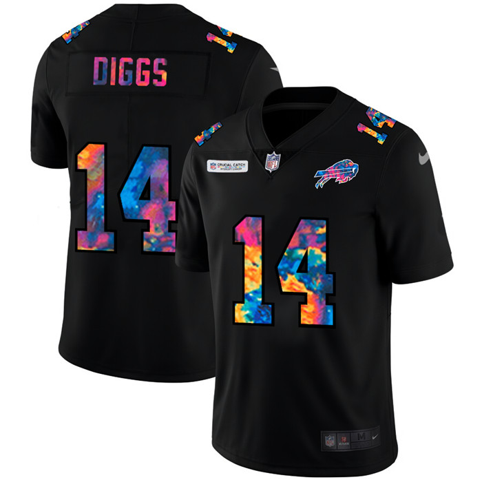Personalized Buffalo Bills #14 Stefon Diggs Men’s Multi-Color Black 2020 NFL Crucial Catch Untouchable Limited Jersey