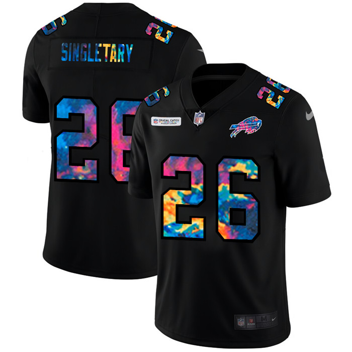 Personalized Buffalo Bills #26 Devin Singletary Men’s Multi-Color Black 2020 NFL Crucial Catch Untouchable Limited Jersey