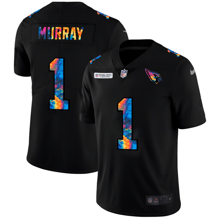 Personalized Arizona Cardinals #1 Kyler Murray Men’s Multi-Color Black 2020 NFL Crucial Catch Untouchable Limited Jersey
