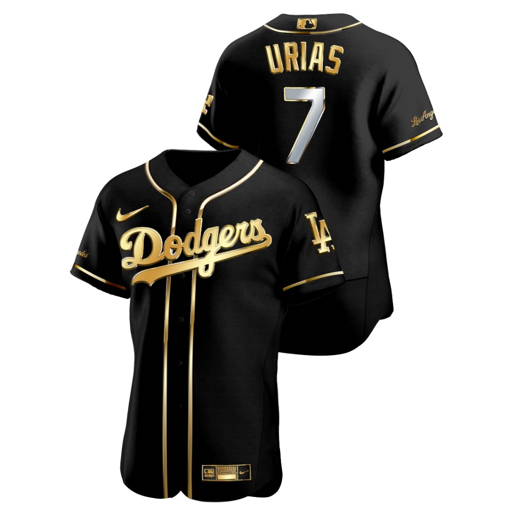 Personalized Dodgers 7 Julio Urias Black Gold 2020 Flexbase Jersey