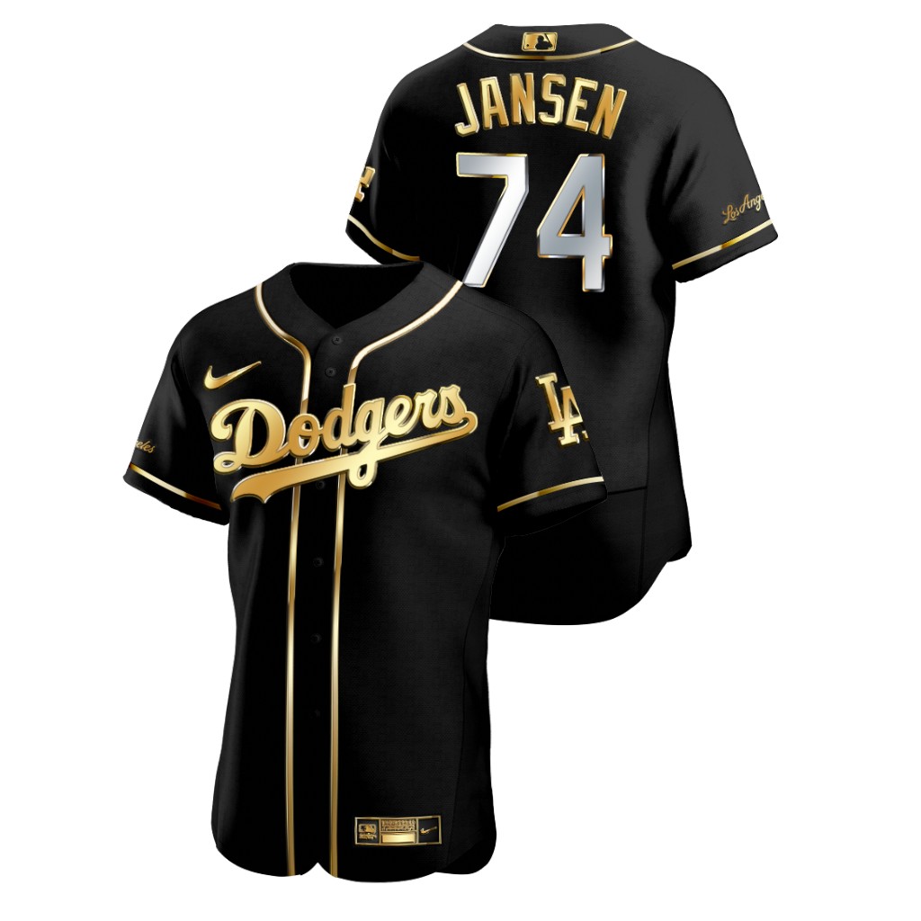 Personalized Dodgers 74 Kenley Jansen Black Gold 2020 Flexbase Jersey