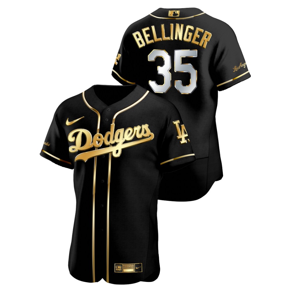 Personalized Dodgers 35 Cody Bellinger Black Gold 2020 Flexbase Jersey