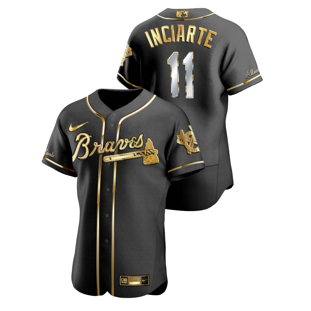 Personalized Braves 11 Ender Inciarte Black Gold 2020 Flexbase Jersey
