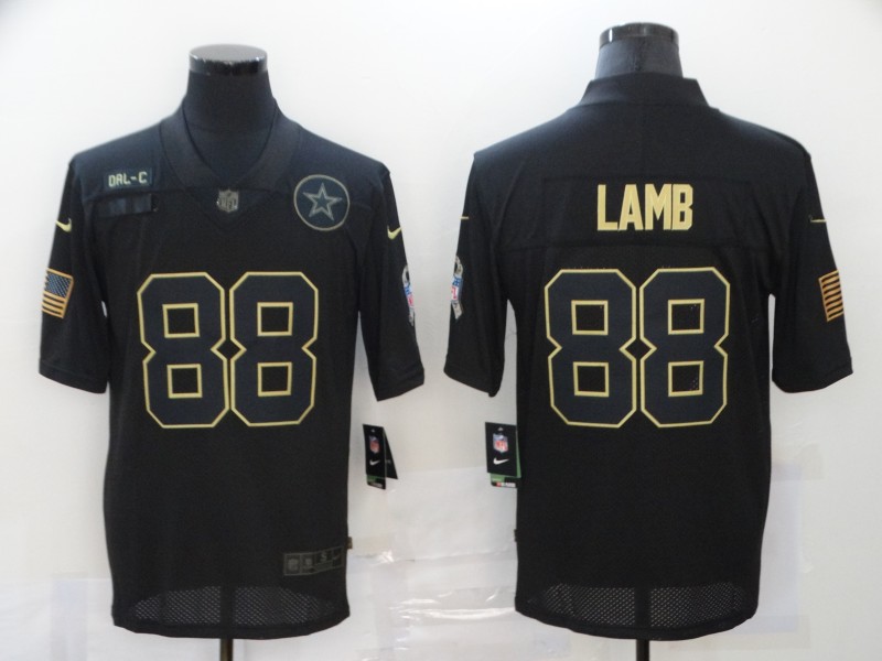 Personalized Cowboys 88 Ceedee Lamb Black 2020 Salute To Service Limited Jersey