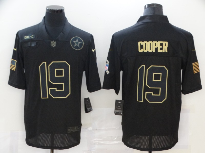 Personalized Cowboys 19 Amari Cooper Black 2020 Salute To Service Limited Jersey