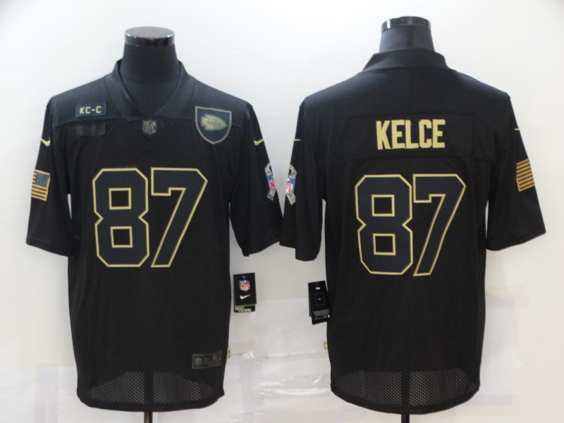 Personalized Chiefs 87 Travis Kelce Black 2020 Salute To Service Limited Jersey