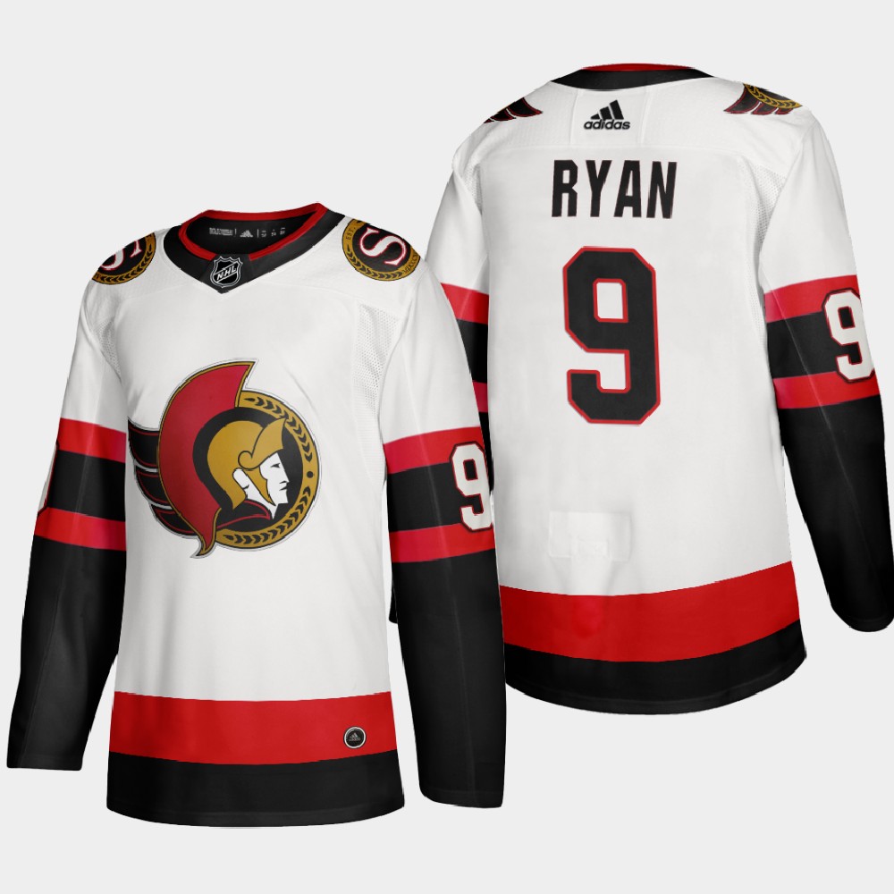 Personalized Ottawa Senators #9 Bobby Ryan Men’s 2020-21 Authentic Player Away Stitched NHL Jersey White